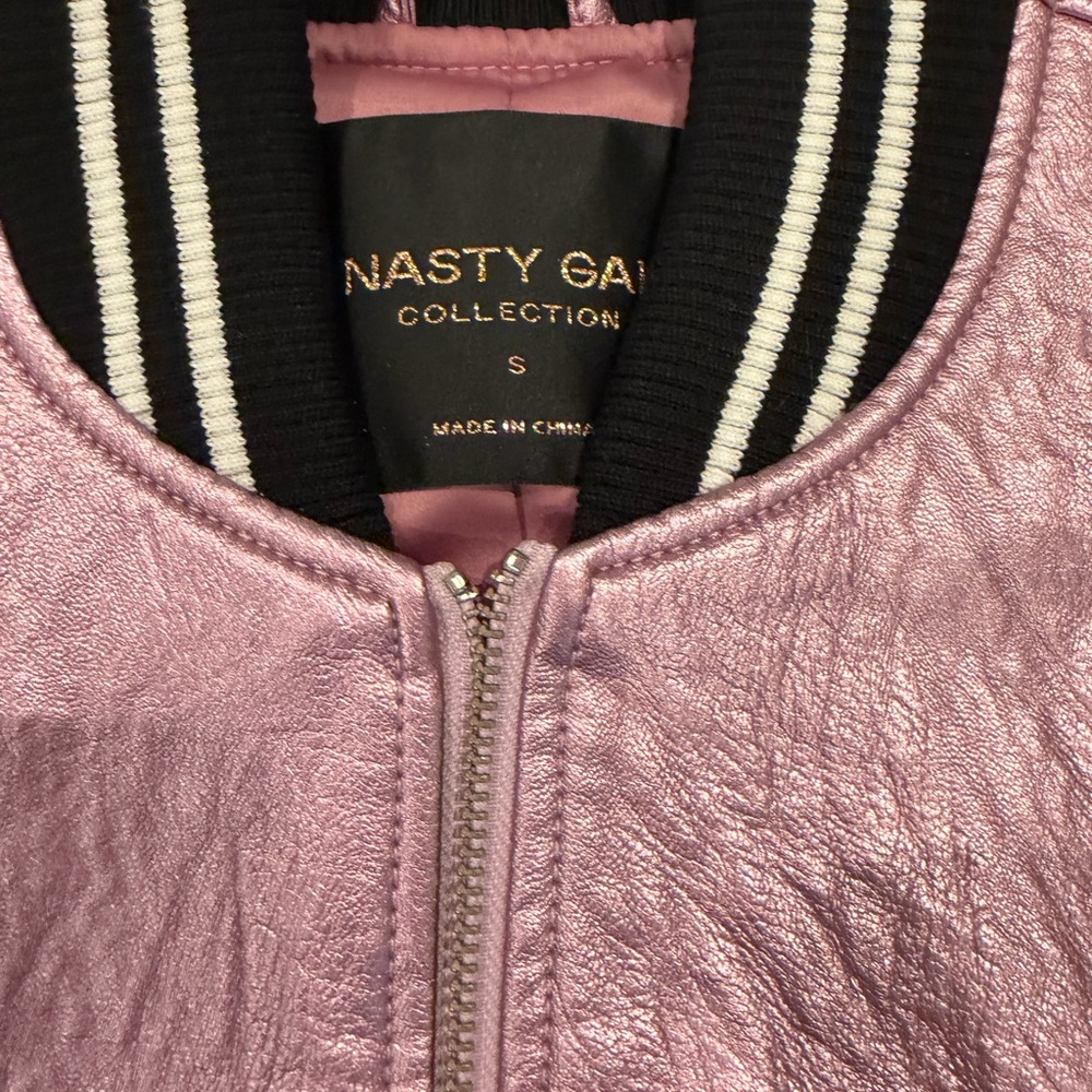 Nasty Gal Metallic Pink Bomber Jacket - Picture 4 of 4